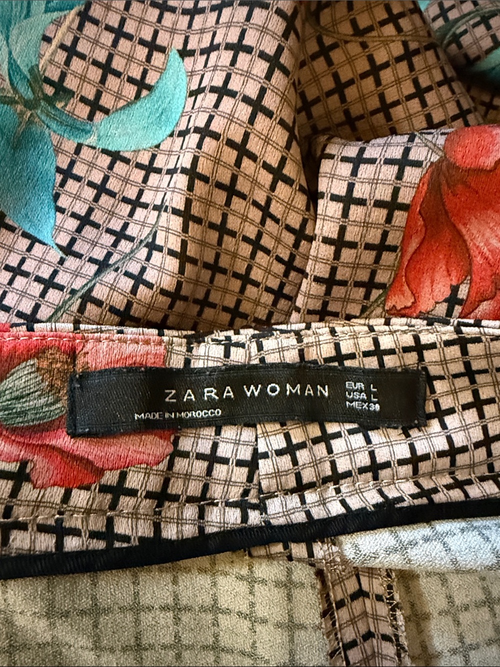 Zara Floral-Print Wide Leg Pants in Pink, Coral & Teal Size Large - Picture 6 of 13